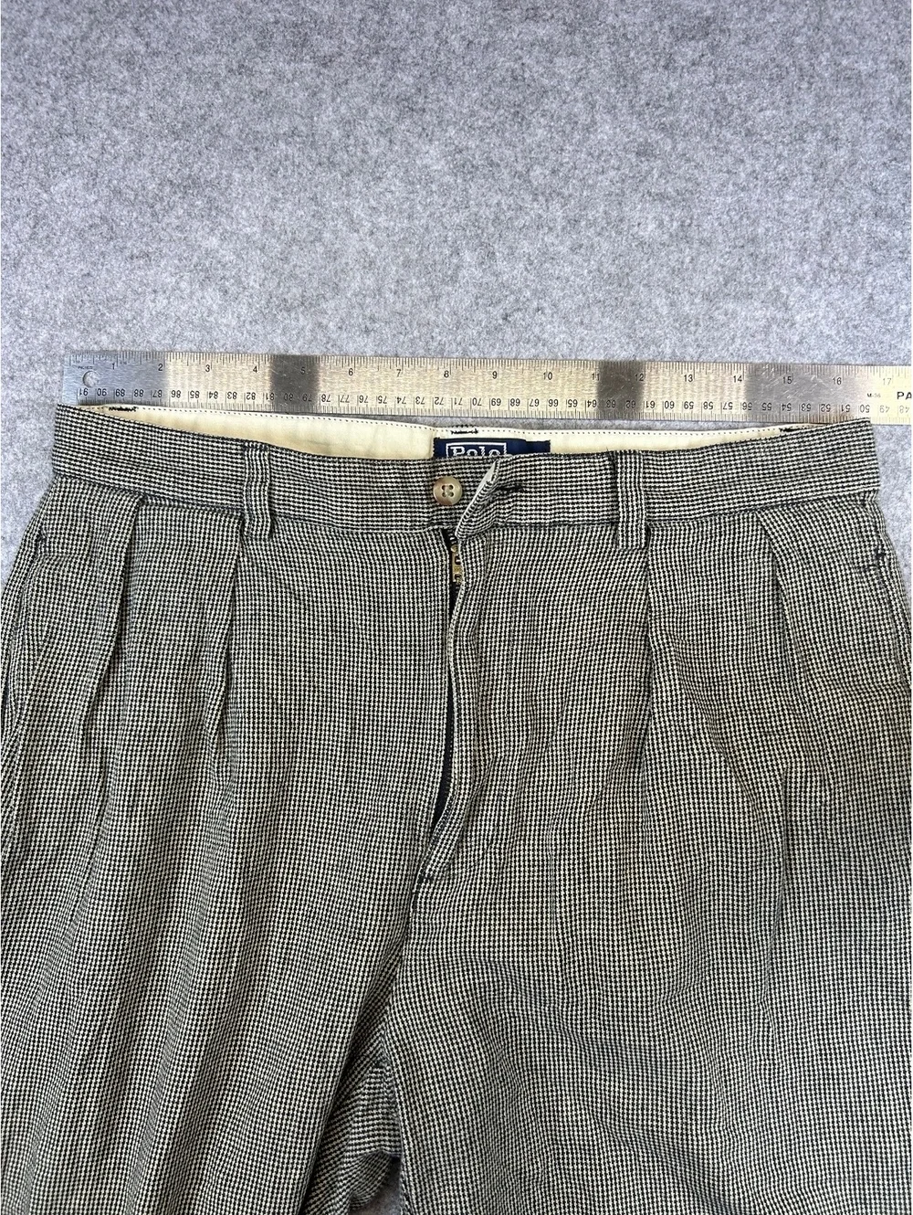 Ralph Lauren Dress Trouser Pants 34x32 Brown Houndstooth Old Money Preppy VTG